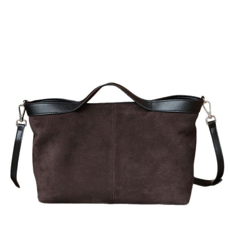 Frosted Cowhide Tote Bag for Women Vintage Commuter Shoulder Handbag, Elegant Matte Purse with Timeless Everyday Appeal