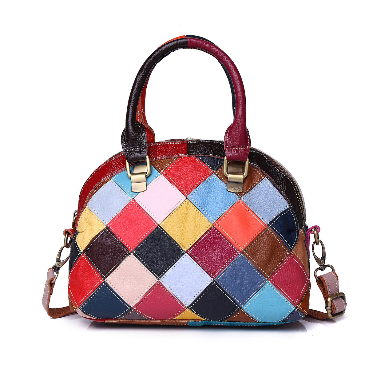 Genuine Cowhide Handmade Colorful Butterfly Floral Shell Bag for Women, New Arrival Casual Trendy Shoulder Top Handle Purse, Unique Designer Handbag for Ladies