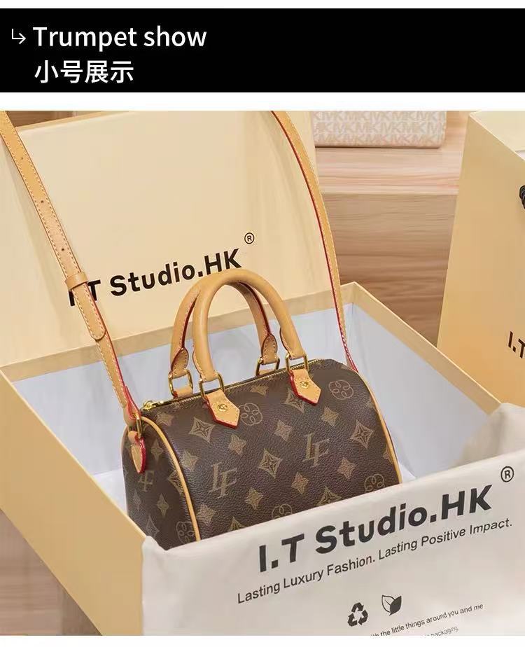 Genuine Leather Boston Pillow Bag for Women, New Fall Winter Fashionable Monogram Top Handle Crossbody Purse, Trendy Handbag for Ladies