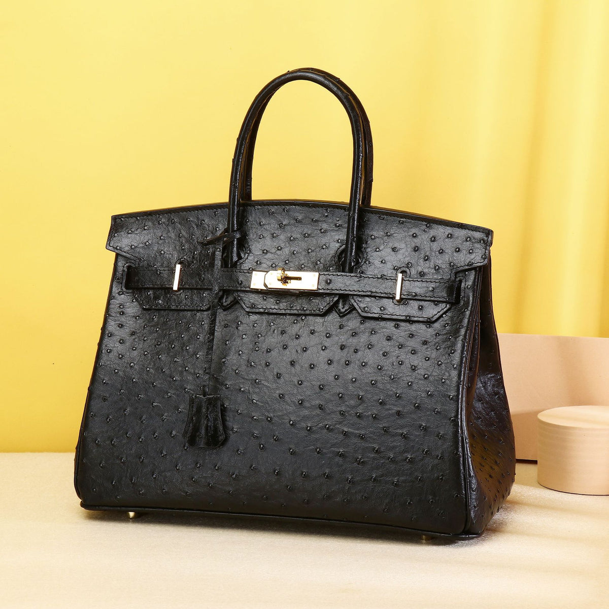 Chic Ostrich-Embossed Birkin-Inspired Tote Bag for Women, Premium Genuine Leather Shoulder Crossbody Handbag with Light Luxury Feel, Trendy Everyday Purse