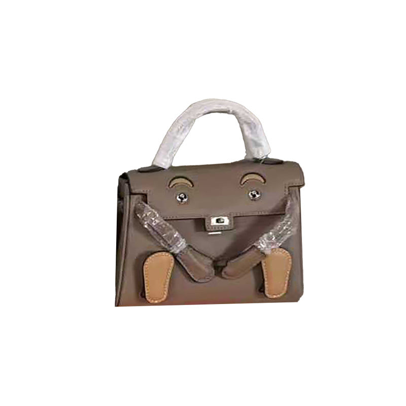 Genuine Leather Crocodile-Embossed Doll Kelly-Style Bag for Women, Hand-Stitched Waxed Thread Niche Fashion Top Handle Shoulder Crossbody Purse, Trendy Handbag for Ladies
