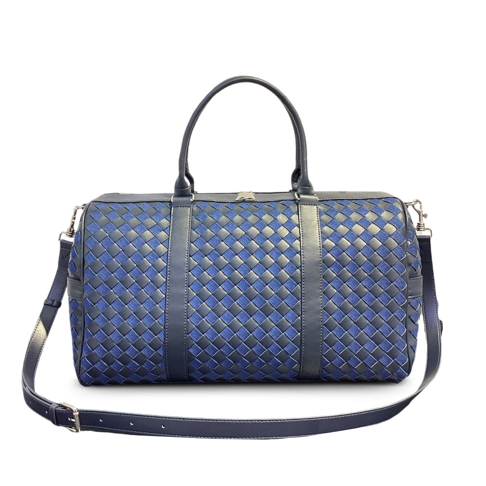 Leather woven duffel bag large capacity travel bag men and women same style portable shoulder crossbody Boston bag