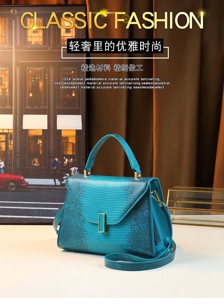 Snakeskin Kelly Bag for Women Elegant Top Handle Shoulder Crossbody Handbag, Trendy Exotic Texture Purse with Sophisticated Hardware Accent