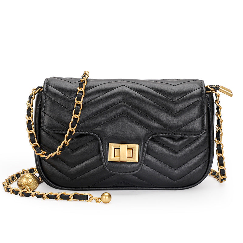 New Chain Small Square Bag in Genuine Cowhide, Versatile Summer Crossbody Purse, Premium Leather Handbag for Women