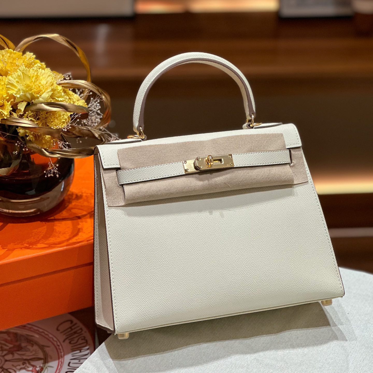 Genuine Leather Palm Pattern 2nd Gen Kelly-Style Handbag for Women, Gold & Silver Hardware Top Handle Shoulder Crossbody Purse, Fashionable Bag for Ladies