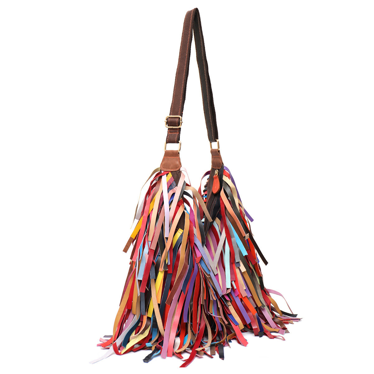 Genuine Sheepskin Leather Tassel Fringe Handbag for Women, New Arrival Large Capacity Candy Color Crossbody Shoulder Beach Bag, Light Luxury Travel Purse for Ladies