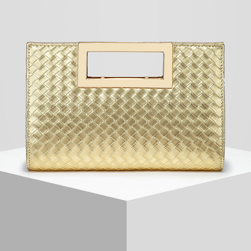 Woven Evening Clutch for Women, New Fashionable Banquet Top Handle Bag, Elegant Wedding Party Handbag for Ladies