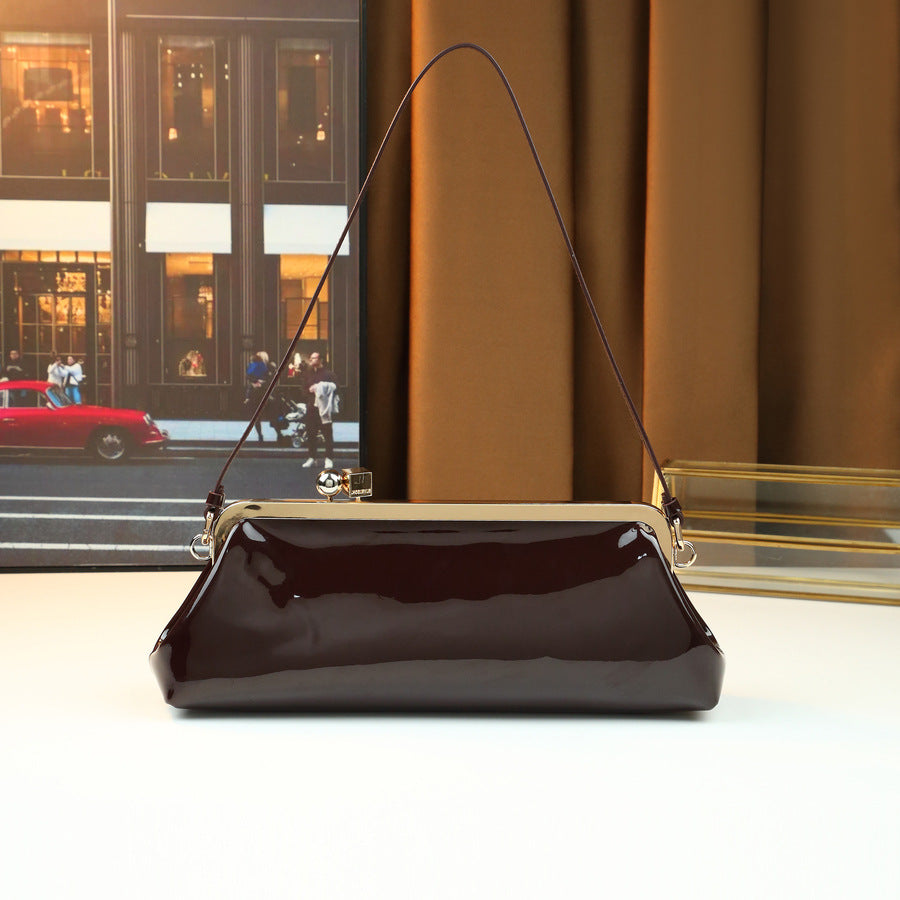 Glossy Round Ball Metal Clip Baguette Bag for Women Large Capacity Evening Shoulder Handbag, Premium Statement Purse with Shiny Hardware Accent