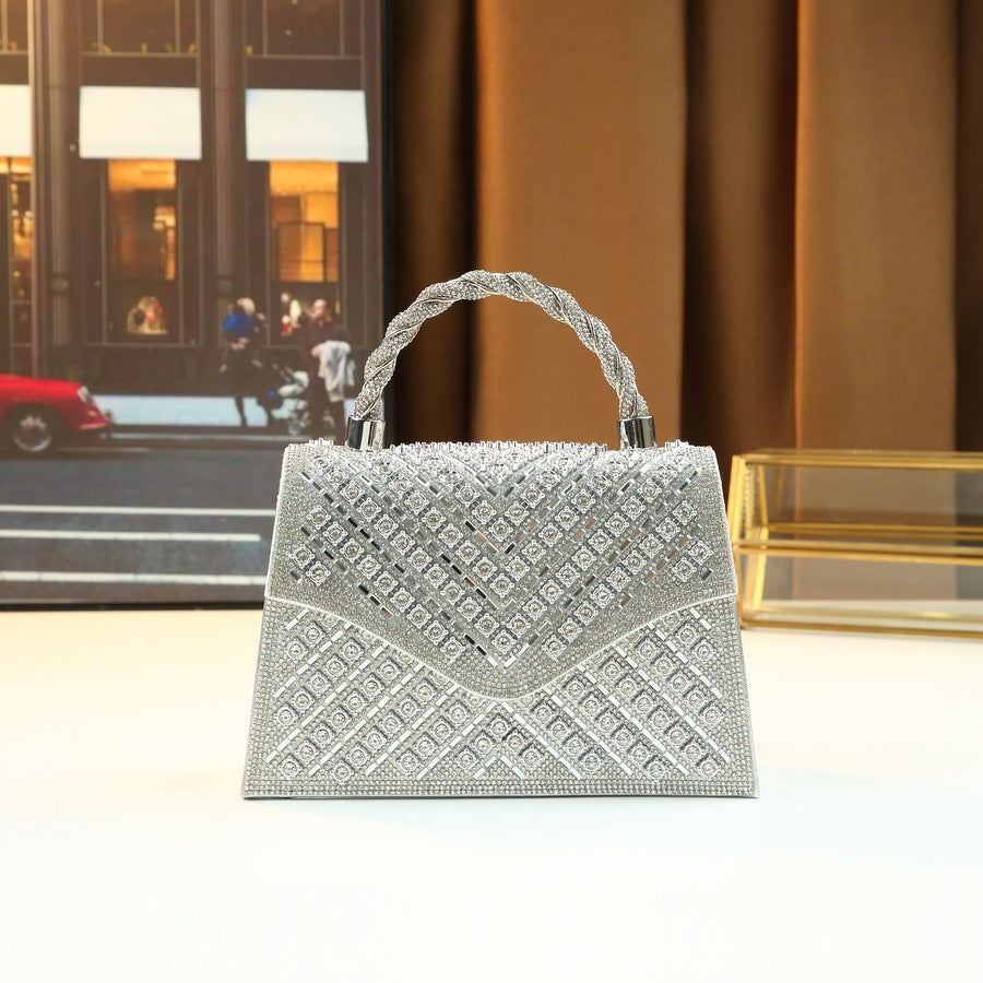 Spiral Rhinestone Evening Bag for Women Shoulder Crossbody Handbag, Premium Sparkling Purse with Glamorous Versatile Design