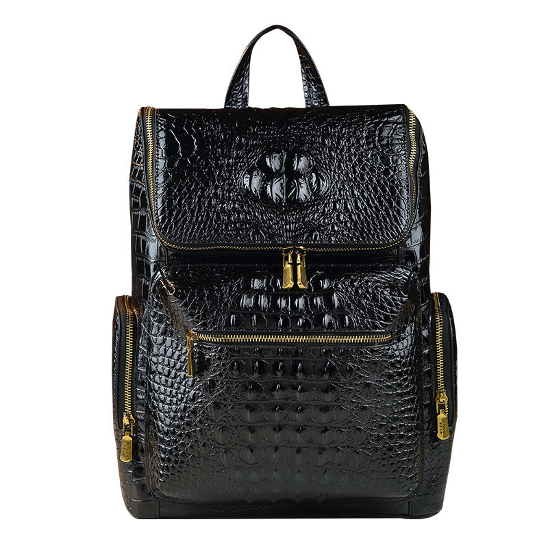 New Arrival Croc-Effect Large Capacity Backpack for Men & Women, A Fashionable Anti-Theft Travel Daypack with Casual Trendy Design, Perfect for Daily & Travel