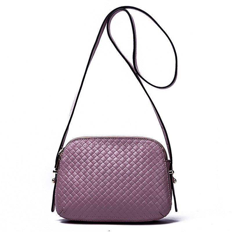 Multi-Layer Woven Genuine Leather Bag, Versatile Shoulder Crossbody Purse, Fashionable Cowhide Mom Handbag for Women