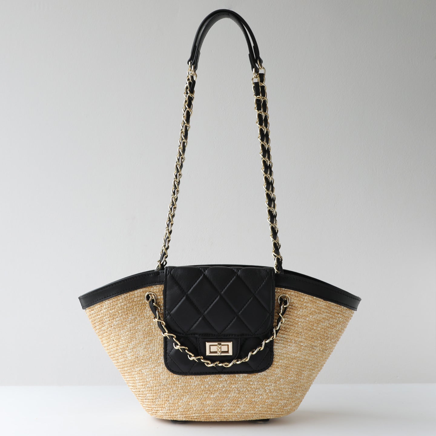 Straw Woven Sheepskin Basket Tote Bag for Women Large Capacity Shoulder Handbag, Casual Commuter Purse with Natural Woven Texture