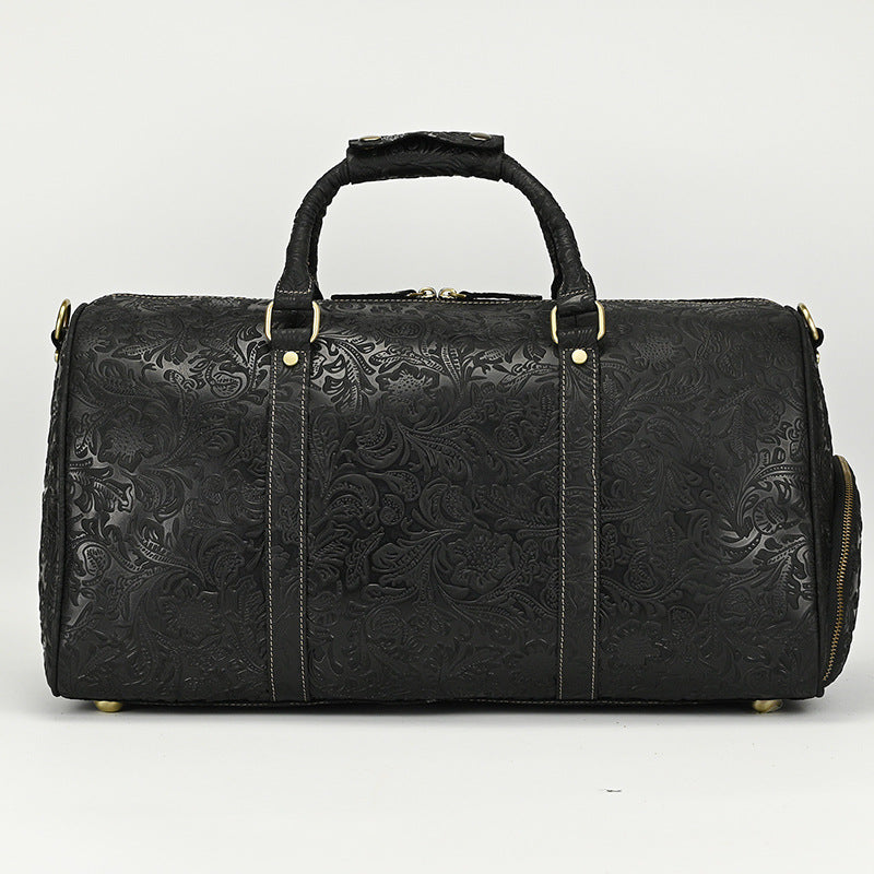New Vintage Crazy Horse Leather Duffle Bag 20 Inch Shoulder Travel Gym Weekender with Shoe Compartment
