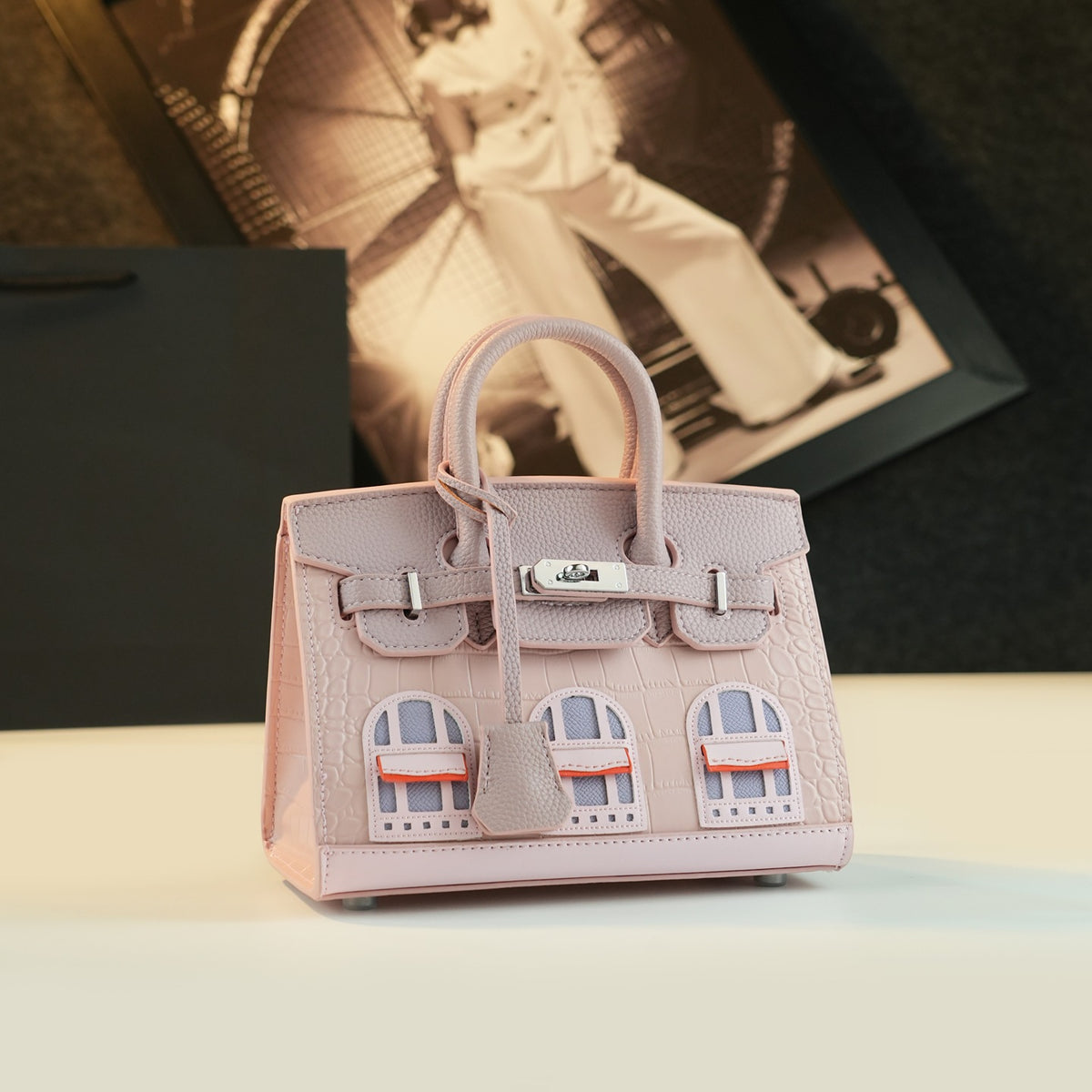 New Arrival Minimalist Birkin-Inspired Tote Bag for Women, Genuine Leather Color-Blocked Top-Handle Shoulder Crossbody Handbag with Versatile Design, Perfect Commuter Purse