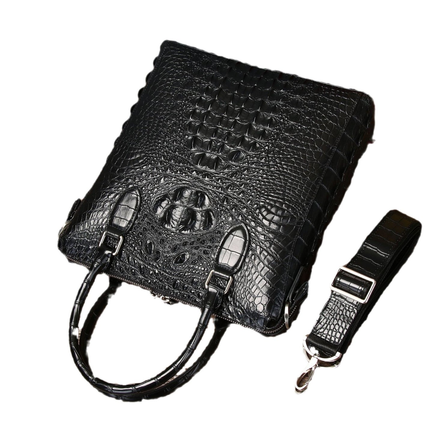 New Arrival Croc-Effect Business Briefcase for Men, A Large Capacity Document Shoulder Bag with Fashionable Design, Perfect for Work & Commute