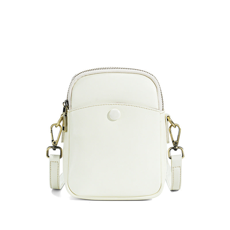 New Top Layer Cowhide Mini Phone Bag, Versatile Shoulder Crossbody Purse, Fashionable Genuine Leather Handbag for Women