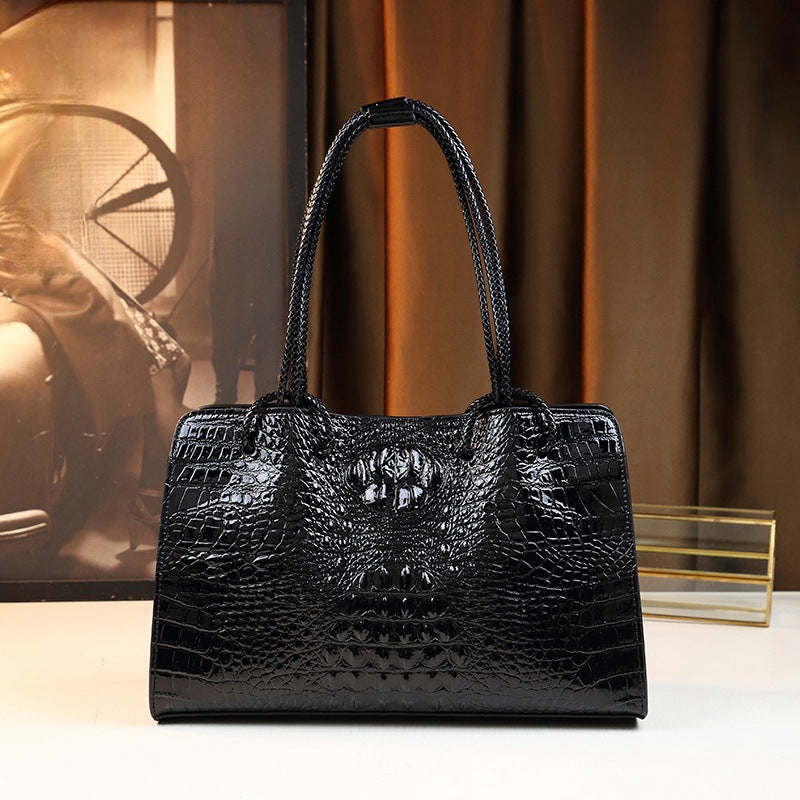 New Arrival Croc-Effect Light Luxury Tote Bag for Women, Large Capacity Top-Handle Shoulder Handbag with Premium Stylish Design, Trendy Everyday Purse