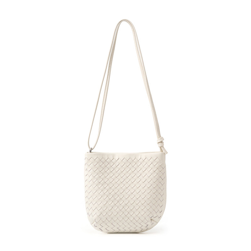 Top Layer Lambskin Handwoven Small Underarm Bag, Niche Designer Crossbody Shoulder Purse, Premium Handbag for Women