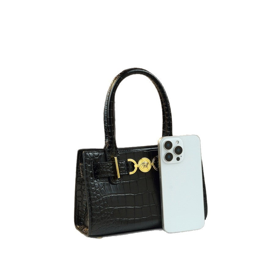Stone Grain Mini Square Bag for Women Light Luxury Shoulder Crossbody Handbag, Premium Textured Purse with Elegant Design
