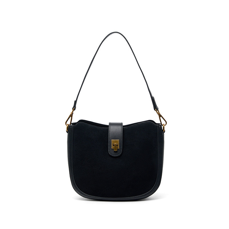 Genuine Leather Vintage Saddle Bag for Women, New Niche Design Commute Shoulder Crossbody Top Handle Purse, Premium Versatile Everyday Handbag for Ladies