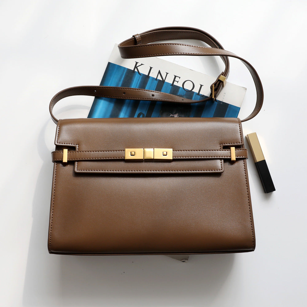 Genuine Leather Kelly Messenger Bag for Women Versatile Shoulder Handbag, Classic Manhattan Style Purse with Timeless Appeal