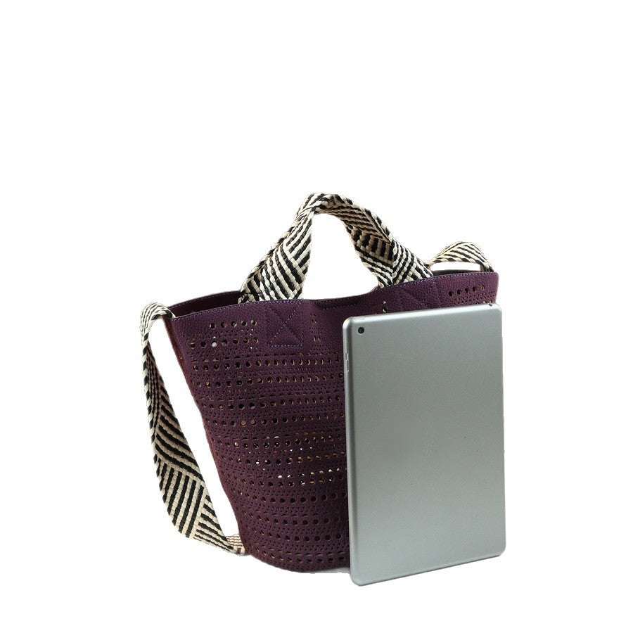 Hollow Woven Bucket Bag Set for Women Lightweight Fall Shoulder Handbag, Versatile Casual Purse with Detachable Sub-Pouch