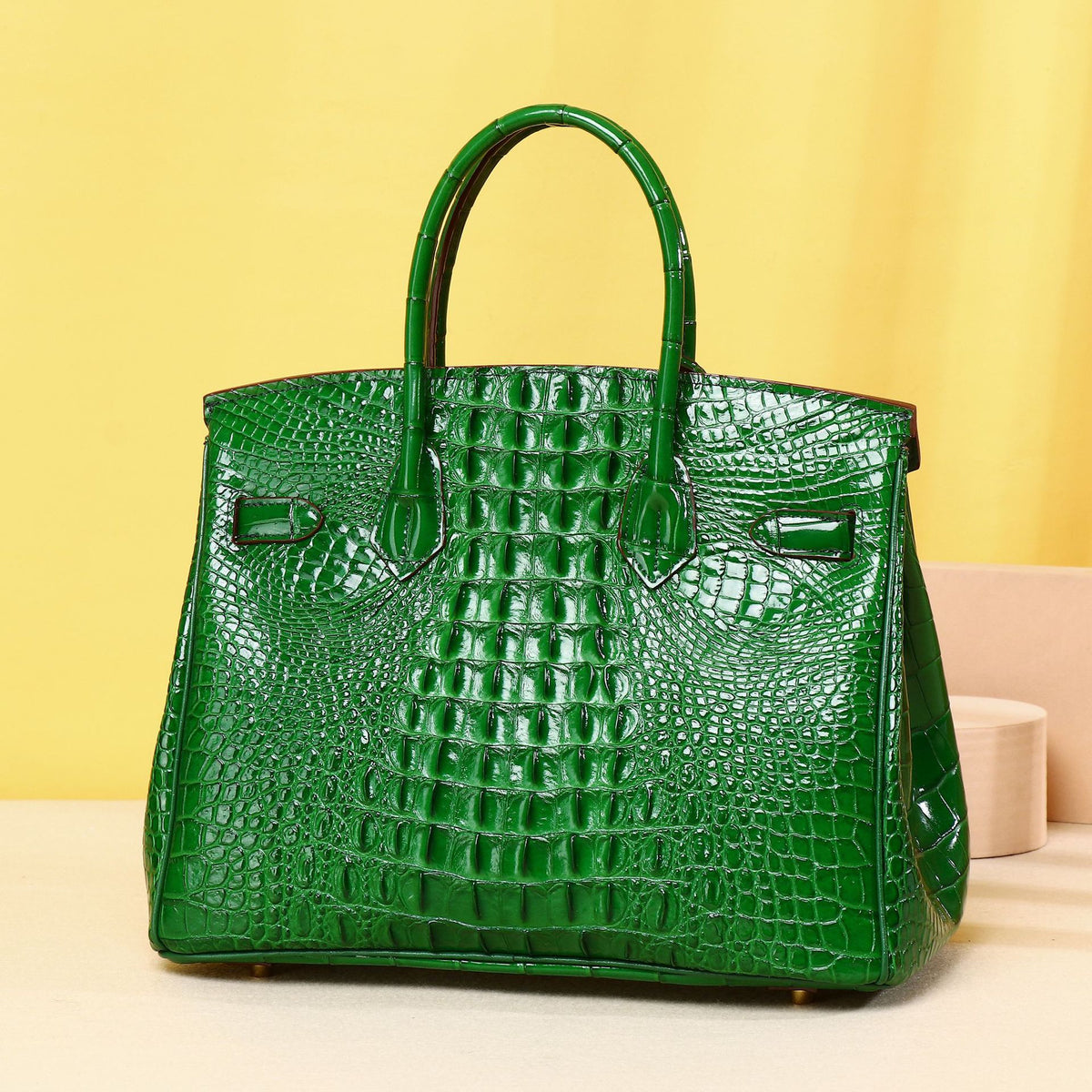 Chic Croc-Embossed Birkin-Inspired Tote Bag for Women, Minimalist Top-Handle Crossbody Handbag with Spacious Large Capacity & Premium Quality, Versatile Everyday Purse