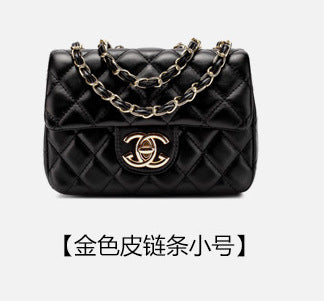 Genuine Leather Quilted Chain Bag for Women, Classic Chanel-Style Shoulder Crossbody Purse, Trendy Textured Handbag for Ladies