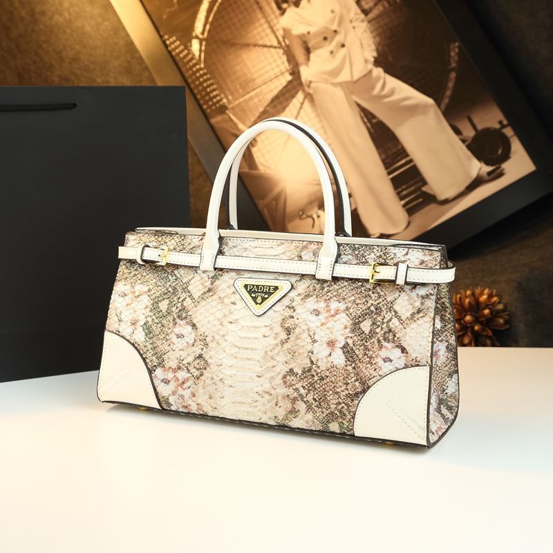 Chic Snake-Effect Birkin-Inspired Tote Bag for Women, Premium High-End Top-Handle Crossbody Shoulder Handbag with Sophisticated Versatile Design, Ideal Everyday Purse for Mom