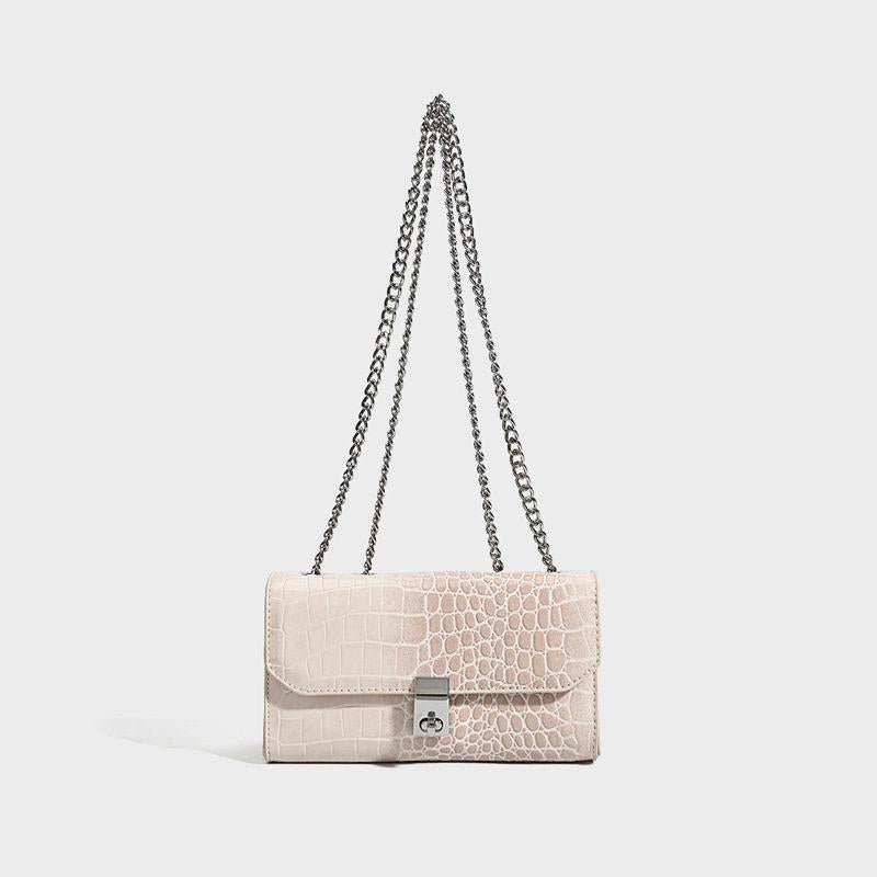 New Arrival Vintage Croc-Effect Small Crossbody Bag for Women, A Chain Shoulder Underarm Handbag with Versatile Fashionable Design