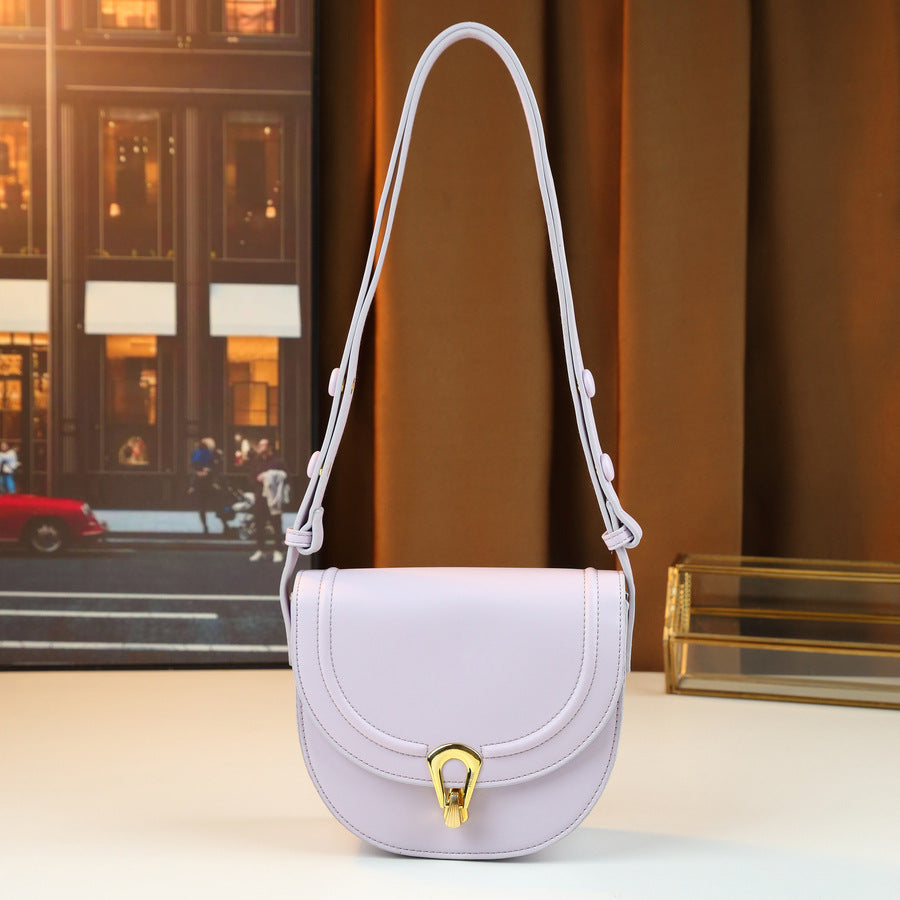 Vintage Saddle Bag for Women Korean Style Half-Moon Shoulder Crossbody Purse, Premium Textured Handbag with Versatile Elegant Design