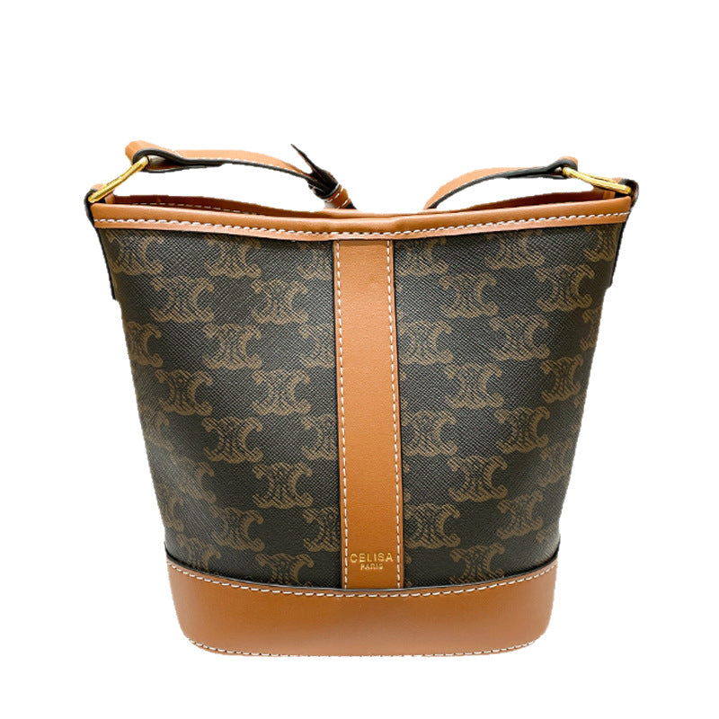 Genuine Leather Bucket Bag for Women, New Fall Winter Commute Niche Shoulder Crossbody Purse, Versatile Everyday Handbag for Ladies