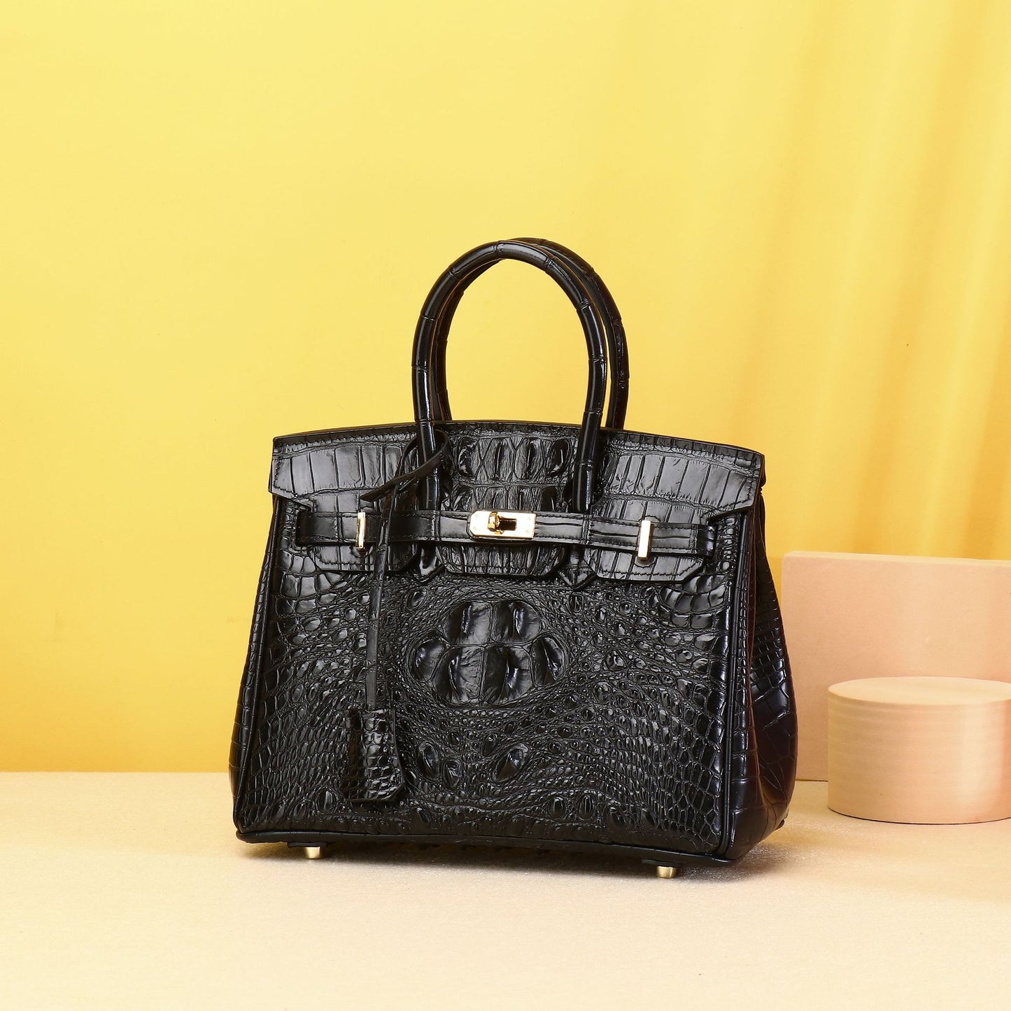 Elegant Croc-Embossed Birkin-Inspired Tote Bag for Women, Large Capacity Wristlet Handbag with Classic Versatile Design, Perfect Mother's Day Gift for Mom