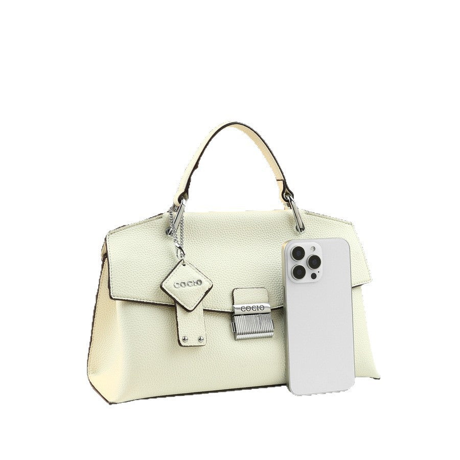 Himalayan White Messenger Bag for Women Premium Textured Shoulder Crossbody Handbag, Elegant Versatile Purse with Clean Sophisticated Design