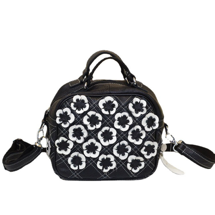 Genuine Top Layer Cowhide Multicolor Floral Handbag for Women, New Arrival Fashionable Unique Shoulder Top Handle Purse, Niche Designer Small Bag for Ladies