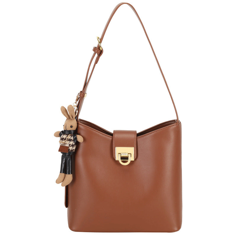 Genuine Leather Bucket Tote Bag for Women | New Euro-American Style Top-Handle Cross-Body Commuter Purse with Large Capacity | Versatile Spacious Shoulder Handbag for Work, Travel & Everyday Chic