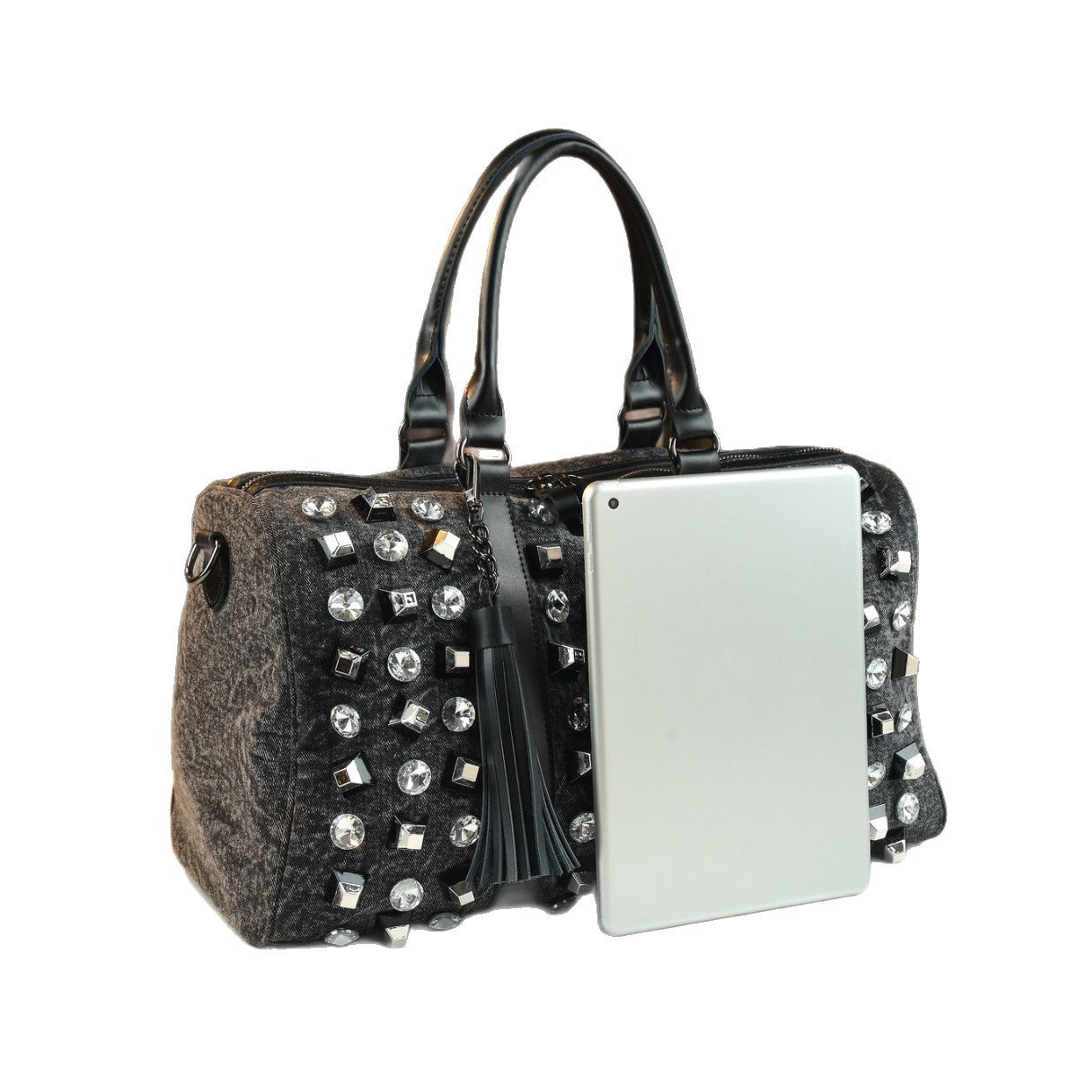 New Arrival Rhinestone-Embellished Square Bag for Women, A Large Capacity Casual Travel Top-Handle Crossbody Shoulder Handbag with Sparkly Design