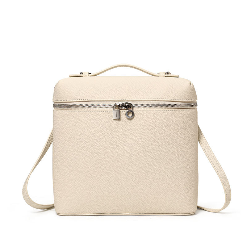 Genuine Top Layer Cowhide Makeup Backpack for Women, New Large Capacity Top Handle Crossbody Purse, Premium Niche Handbag for Ladies