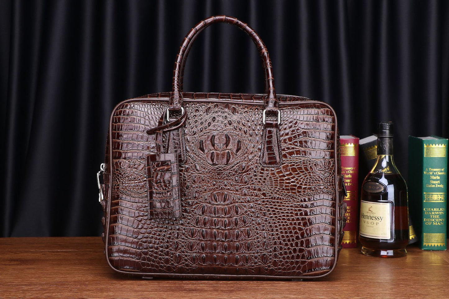New Arrival Croc-Effect Business Briefcase for Men, A Fashionable Top-Handle Leather Bag with Versatile Commuter Design, Perfect for Work & Travel