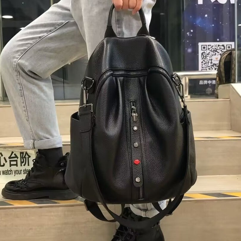 Genuine Top Layer Cowhide Soft Leather Backpack for Women, New Arrival Fashionable Large Capacity Casual Daypack, Lightweight Travel Shoulder Bag for Ladies