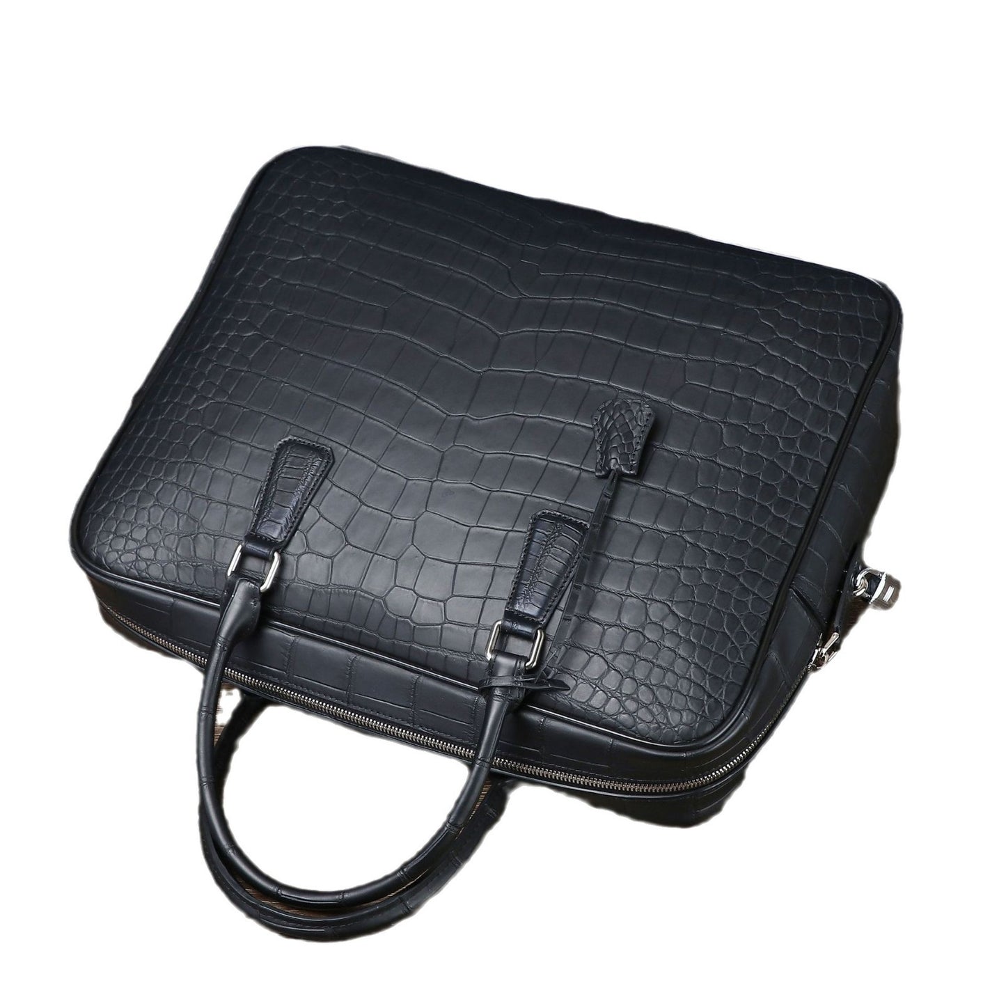 New Arrival Matte Croc-Effect Large Briefcase for Men, An Oversized Top-Handle Laptop Document Bag with Professional Design, Perfect for Work & Travel