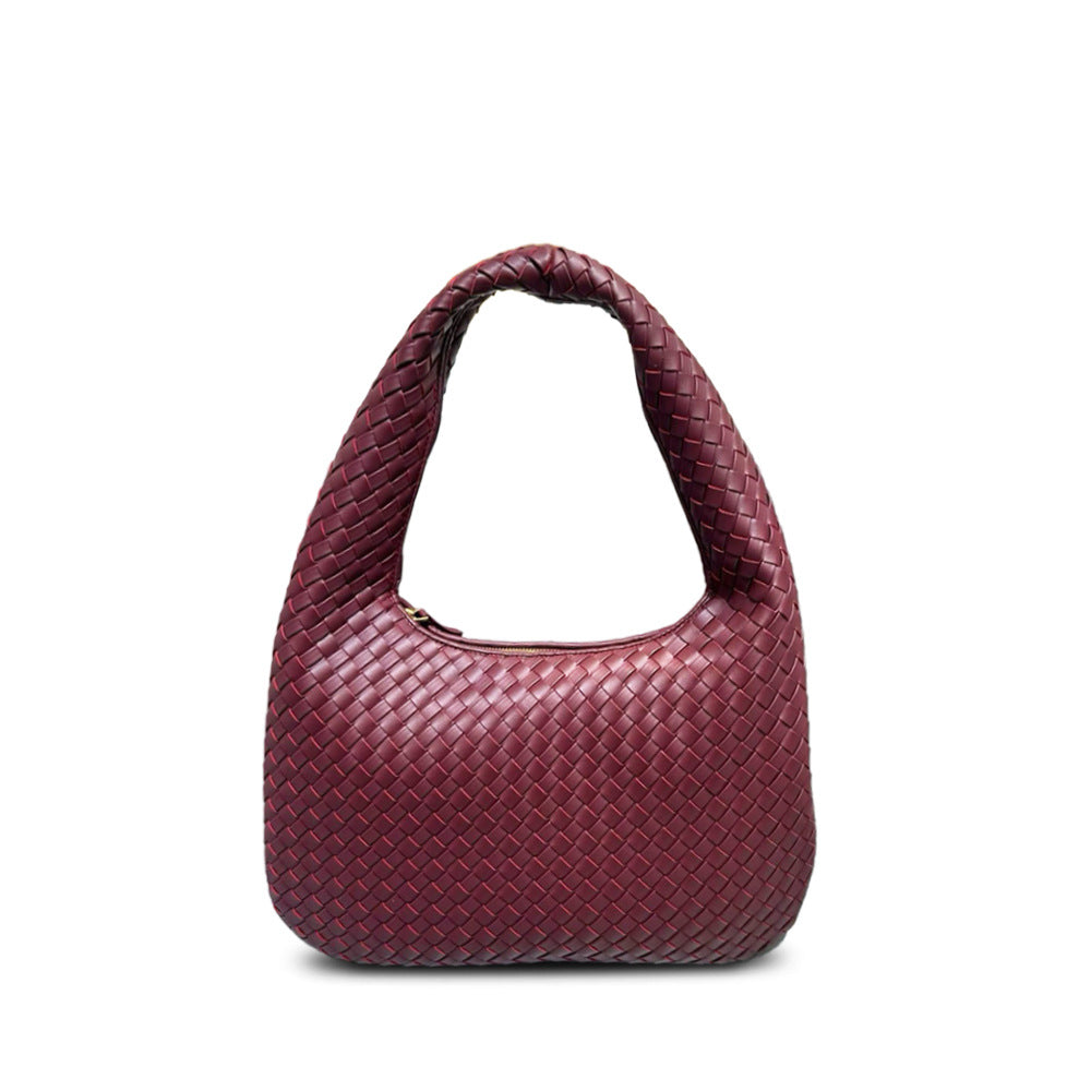 Large High-End Handmade Woven Tote, Casual Wide Strap, Fashion Commuter Shoulder & Underarm Bag
