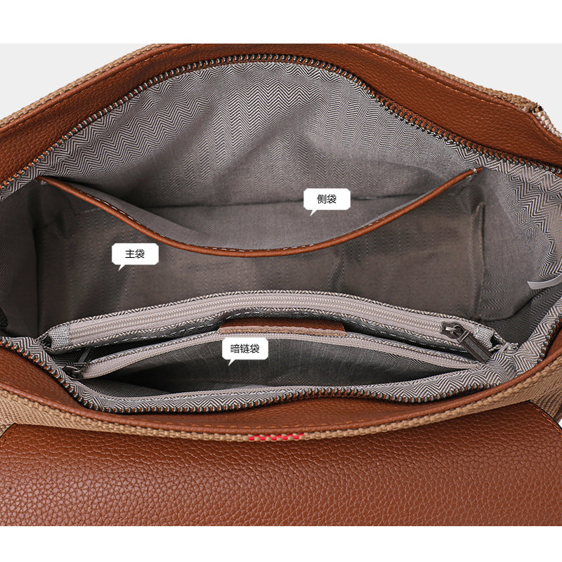 New Plaid Cowhide Large Capacity Tote Bag, Fashionable Trendy Shoulder Handbag, Premium Leather Bag for Women