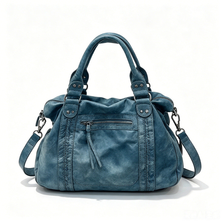 Vintage Distressed Leather Woven Tote Bag for Women Soft Slouchy Shoulder Underarm Handbag, Niche Designer Carryall with Artisan Texture