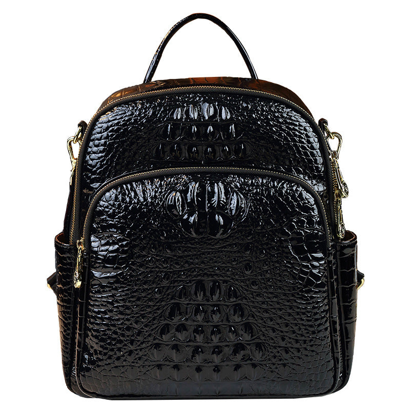 New Arrival Croc-Effect Large Capacity Backpack for Women, A Versatile Casual Travel Commuter Daypack with Premium Design, Perfect for Business Trips & Daily Use