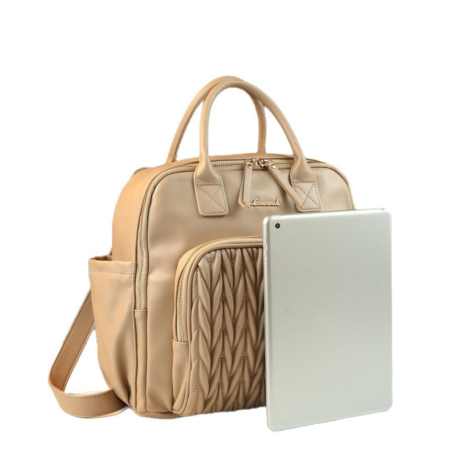 Woven Square Backpack for Women Vintage Casual Travel Daypack, Versatile Mommy Bag with Solid Color Woven Design
