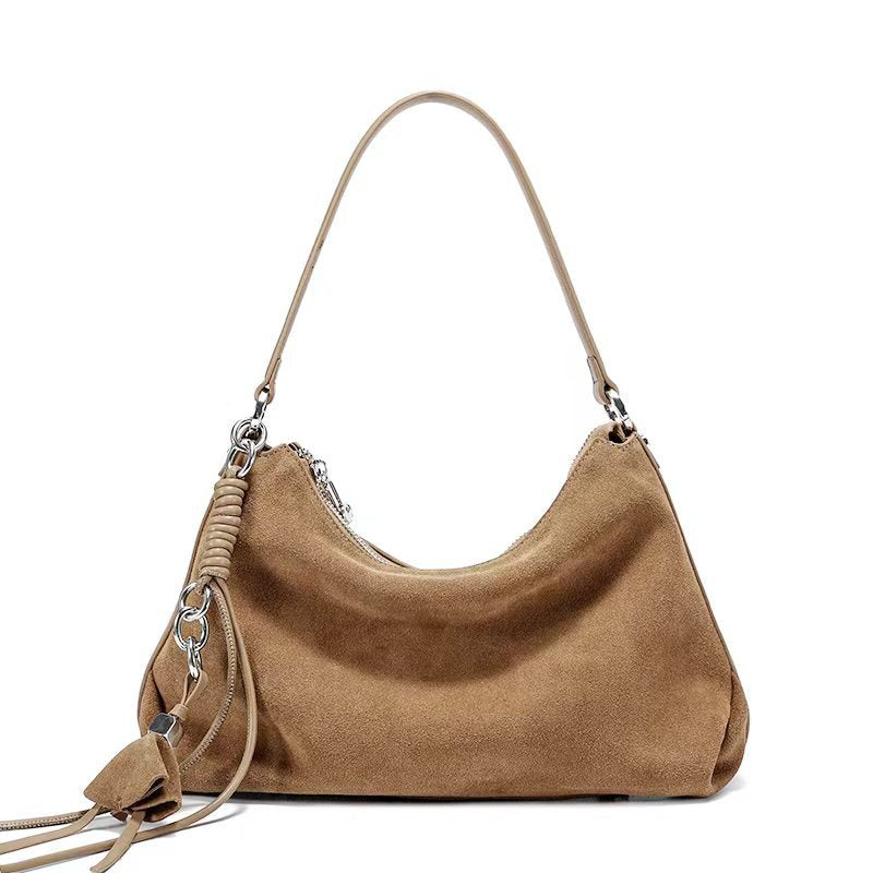 Genuine Leather Suede Tote Bag for Women Vintage Stylish Large Capacity Shoulder Handbag with Soft Premium Texture