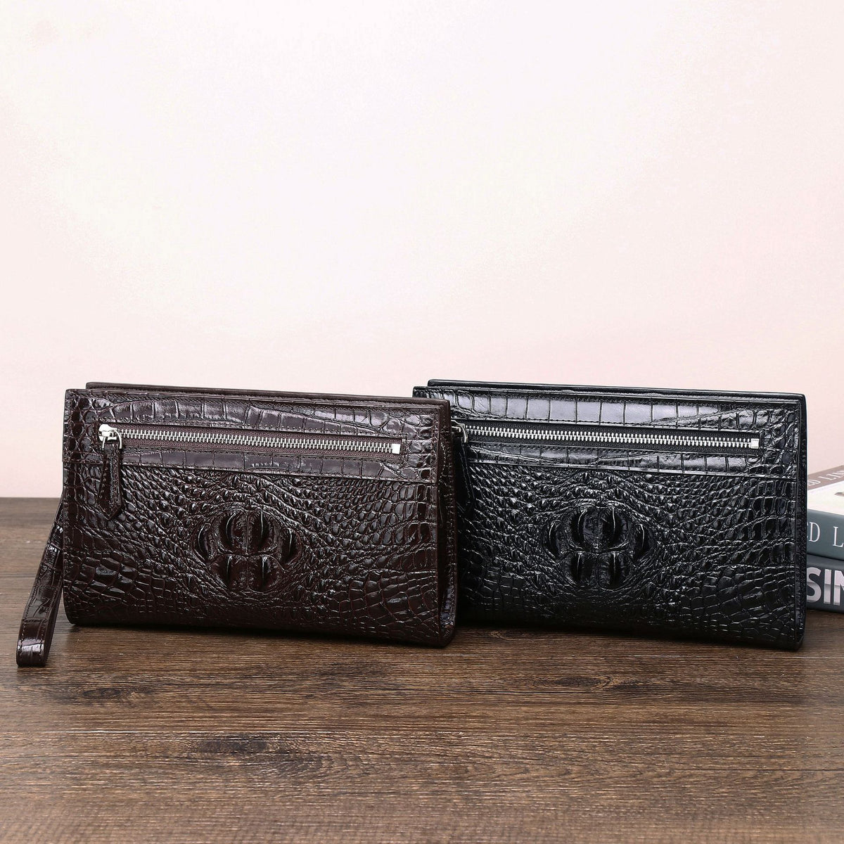New Arrival Croc-Effect Large Multi-Functional Clutch for Men, A Spacious Business Handheld Bag with Underarm Carry & Document Organizer
