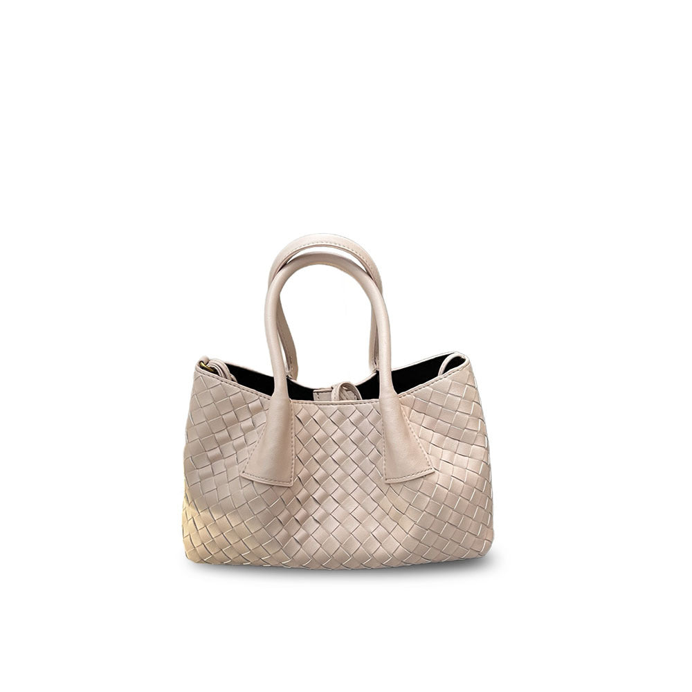 Leather New Woven Tote Bag Hand Crossbody One Shoulder Underarm Bag Women's Large Capacity Bag Mommy Bag