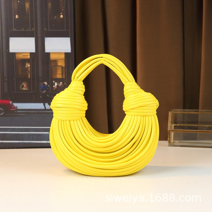 New Arrival Glossy Hand-Woven Knot Bag for Women, A Cloud Dumpling Clutch with Rope Detail & Trendy Design, Perfect for Everyday Style